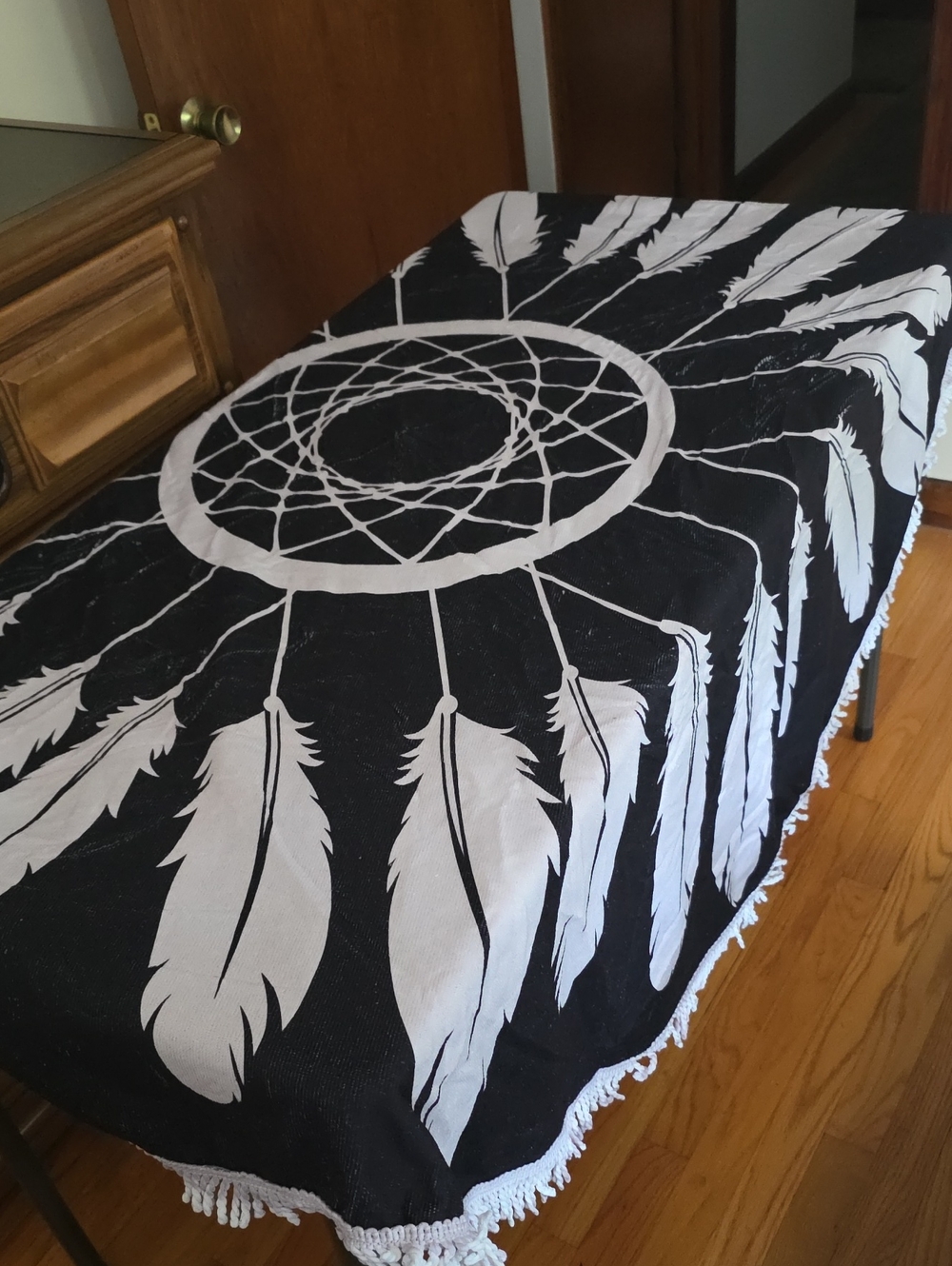 Black & White Dreamcatcher Round Beach Towel 150cm Diamter